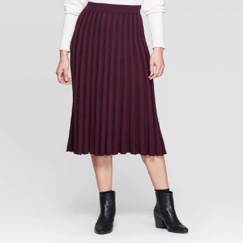 A New Day Mid-Rise Pleated Sweater Skirt NWT